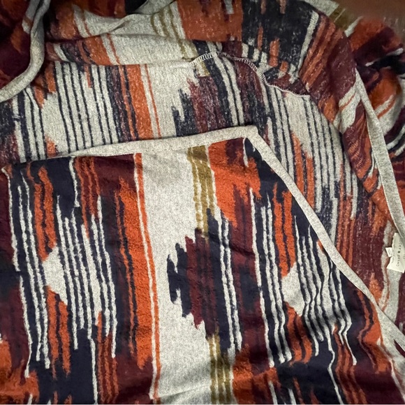 Lucky Brand Sweater Waterfall Cardigan Aztec Drape Open Front Western Small - Picture 5 of 12